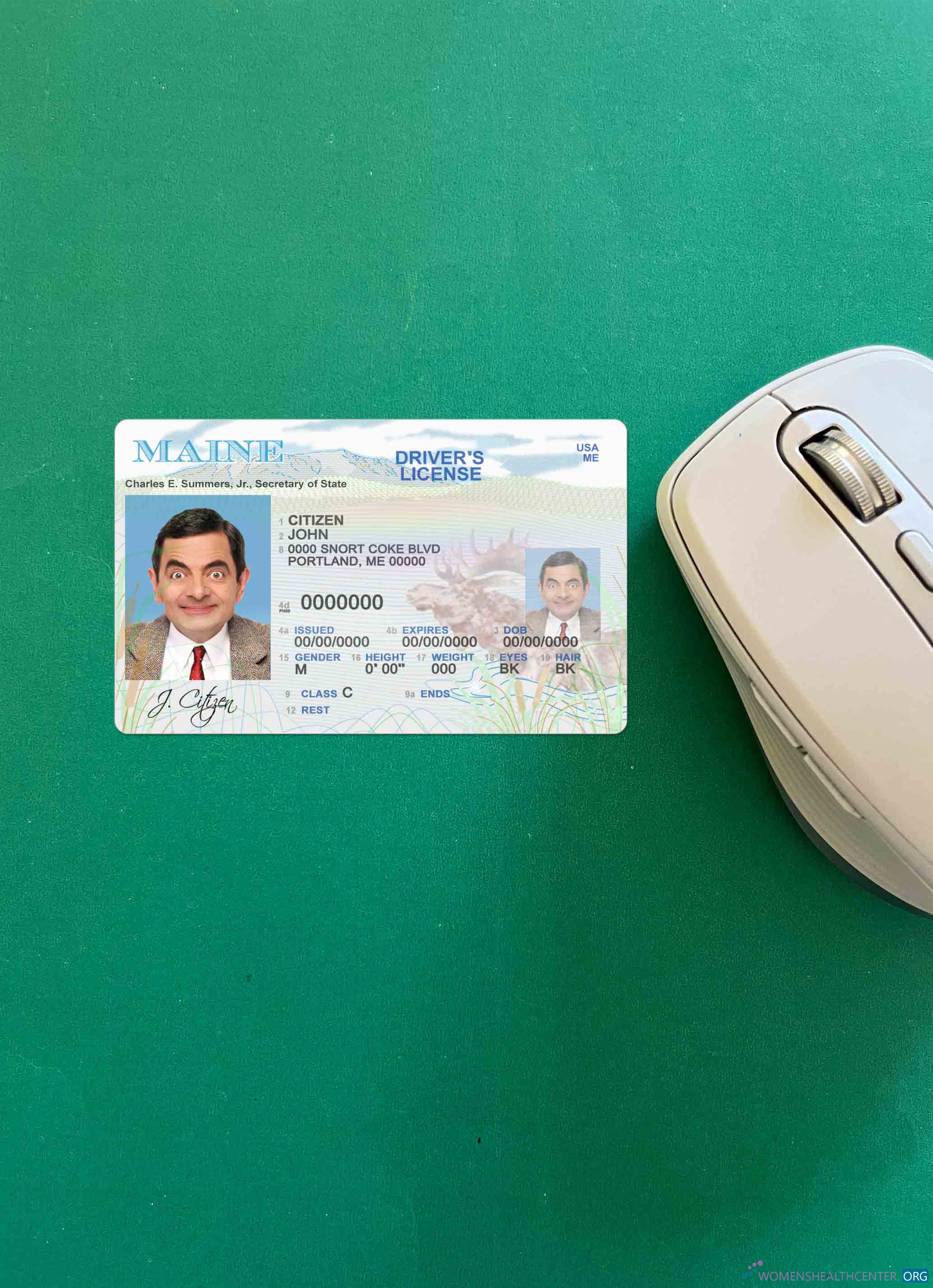 Download USA Maine state driving license photolook FRONT Photoshop template